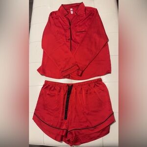 Stars Above Satin Pajama Set, Red